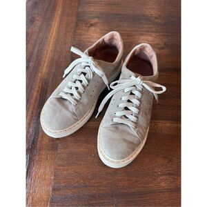 Halogen ladies leather sneaker in gray